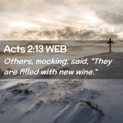 Picture 02 - Acts 2:13 WEB - Others, mocking, said, 