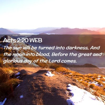 Picture 02 - Acts 2:20 WEB - The sun will be turned into darkness, And the - Bible Verse Picture