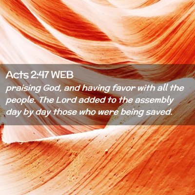 Picture 02 - Acts 2:47 WEB - praising God, and having favor with all the - Bible Verse Picture