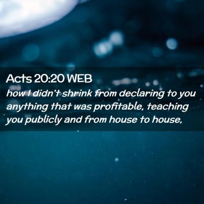 Picture 02 - Acts 20:20 WEB - how I didn't shrink from declaring to you - Bible Verse Picture