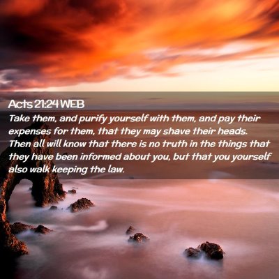 Picture 02 - Acts 21:24 WEB - Take them, and purify yourself with them, and pay - Bible Verse Picture