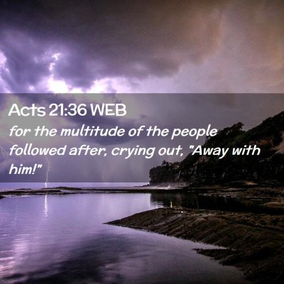 Picture 02 - Acts 21:36 WEB - for the multitude of the people followed after, - Bible Verse Picture