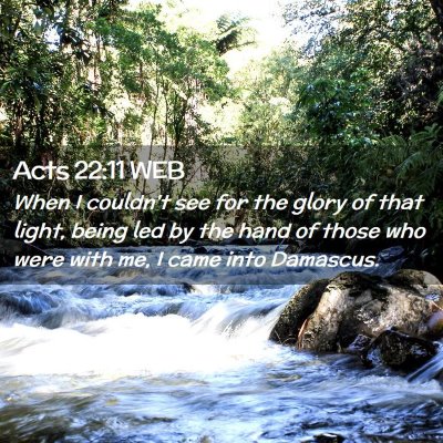 Picture 02 - Acts 22:11 WEB - When I couldn't see for the glory of that light, - Bible Verse Picture