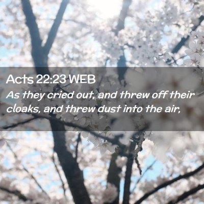 Picture 02 - Acts 22:23 WEB - As they cried out, and threw off their cloaks, - Bible Verse Picture