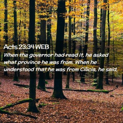 Picture 02 - Acts 23:34 WEB - When the governor had read it, he asked what - Bible Verse Picture