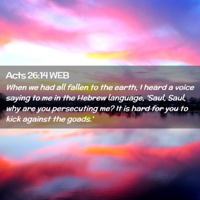 Picture 02 - Acts 26:14 WEB - When we had all fallen to the earth, I heard a - Bible Verse Picture