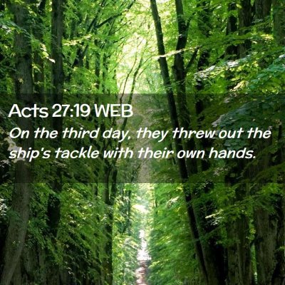 Picture 02 - Acts 27:19 WEB - On the third day, they threw out the ship's - Bible Verse Picture