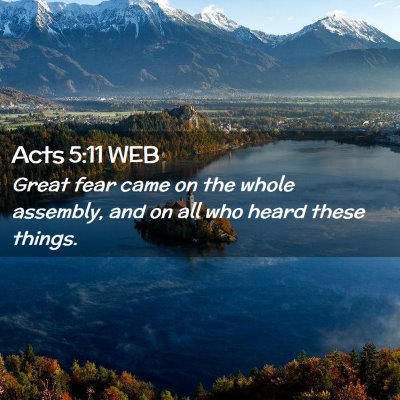 Picture 02 - Acts 5:11 WEB - Great fear came on the whole assembly, and on all - Bible Verse Picture