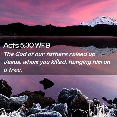 Picture 02 - Acts 5:30 WEB - The God of our fathers raised up Jesus, whom you - Bible Verse Picture