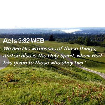 Picture 02 - Acts 5:32 WEB - We are His witnesses of these things; and so also - Bible Verse Picture