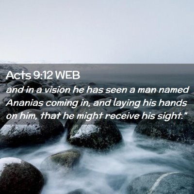Picture 02 - Acts 9:12 WEB - and in a vision he has seen a man named Ananias - Bible Verse Picture