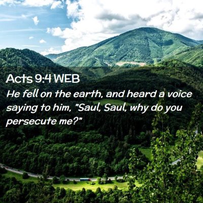 Picture 02 - Acts 9:4 WEB - He fell on the earth, and heard a voice saying to - Bible Verse Picture