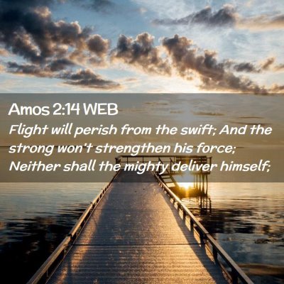 Picture 02 - Amos 2:14 WEB - Flight will perish from the swift; And the strong - Bible Verse Picture