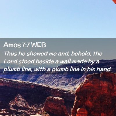 Picture 02 - Amos 7:7 WEB - Thus he showed me and, behold, the Lord stood - Bible Verse Picture
