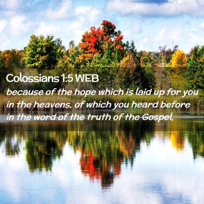 Picture 02 - Colossians 1:5 WEB - because of the hope which is laid up for you in - Bible Verse Picture