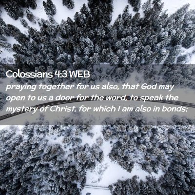 Picture 02 - Colossians 4:3 WEB - praying together for us also, that God may open - Bible Verse Picture