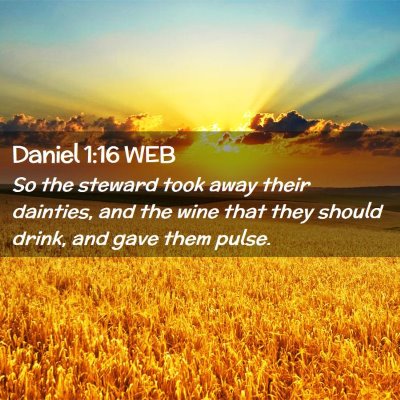 Picture 02 - Daniel 1:16 WEB - So the steward took away their dainties, and the - Bible Verse Picture