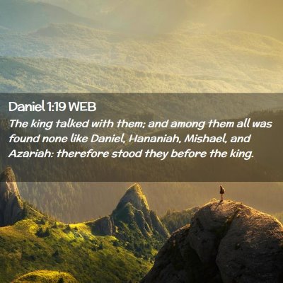 Picture 02 - Daniel 1:19 WEB - The king talked with them; and among them all was - Bible Verse Picture