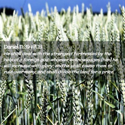 Picture 02 - Daniel 11:39 WEB - He shall deal with the strongest fortresses by - Bible Verse Picture