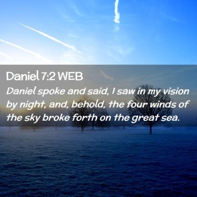 Picture 02 - Daniel 7:2 WEB - Daniel spoke and said, I saw in my vision by - Bible Verse Picture