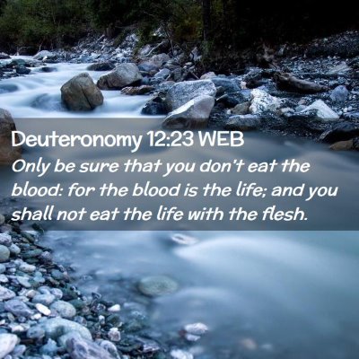 Picture 02 - Deuteronomy 12:23 WEB - Only be sure that you don't eat the blood: for - Bible Verse Picture