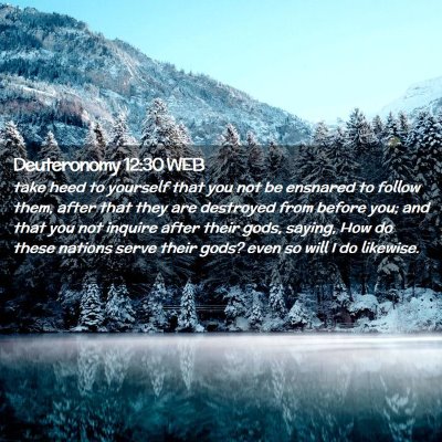 Picture 02 - Deuteronomy 12:30 WEB - take heed to yourself that you not be ensnared to - Bible Verse Picture