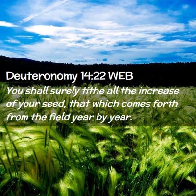 Picture 02 - Deuteronomy 14:22 WEB - You shall surely tithe all the increase of your - Bible Verse Picture