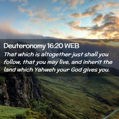 Picture 02 - Deuteronomy 16:20 WEB - That which is altogether just shall you follow, - Bible Verse Picture
