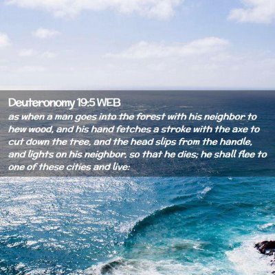Picture 02 - Deuteronomy 19:5 WEB - as when a man goes into the forest with his - Bible Verse Picture