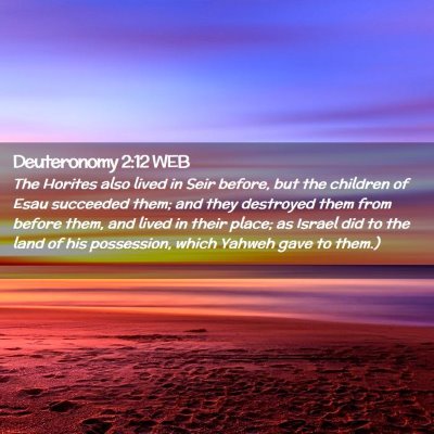 Picture 02 - Deuteronomy 2:12 WEB - The Horites also lived in Seir before, but the - Bible Verse Picture