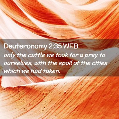 Picture 02 - Deuteronomy 2:35 WEB - only the cattle we took for a prey to ourselves, - Bible Verse Picture