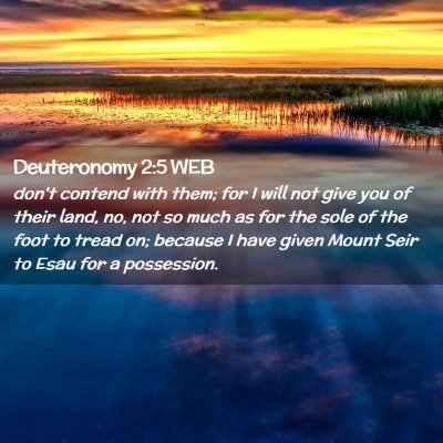Picture 02 - Deuteronomy 2:5 WEB - don't contend with them; for I will not give you - Bible Verse Picture