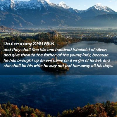 Picture 02 - Deuteronomy 22:19 WEB - and they shall fine him one hundred [shekels] of - Bible Verse Picture