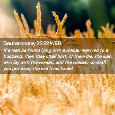 Picture 02 - Deuteronomy 22:22 WEB - If a man be found lying with a woman married to a - Bible Verse Picture