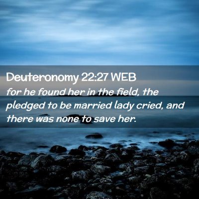 Picture 02 - Deuteronomy 22:27 WEB - for he found her in the field, the pledged to be - Bible Verse Picture