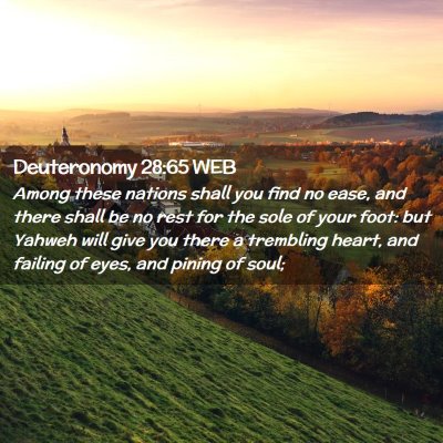 Picture 02 - Deuteronomy 28:65 WEB - Among these nations shall you find no ease, and - Bible Verse Picture