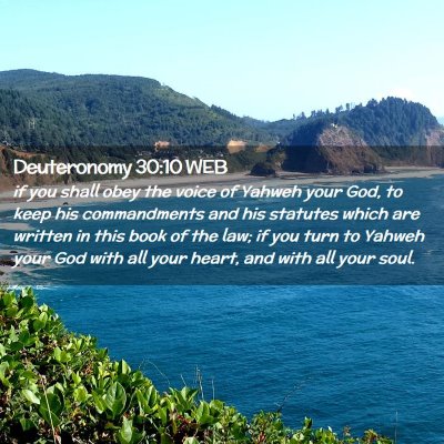 Picture 02 - Deuteronomy 30:10 WEB - if you shall obey the voice of Yahweh your God, - Bible Verse Picture