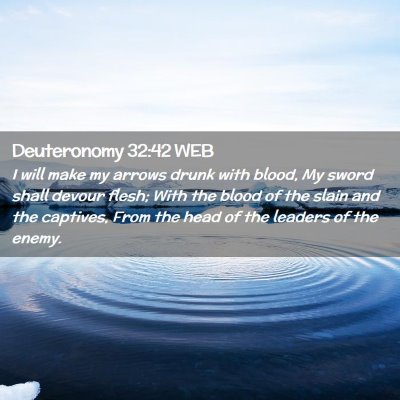 Picture 02 - Deuteronomy 32:42 WEB - I will make my arrows drunk with blood, My sword - Bible Verse Picture