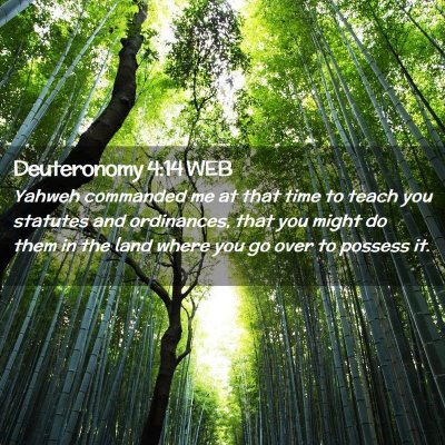 Picture 02 - Deuteronomy 4:14 WEB - Yahweh commanded me at that time to teach you - Bible Verse Picture