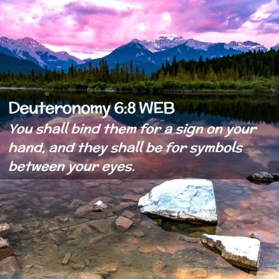 Picture 02 - Deuteronomy 6:8 WEB - You shall bind them for a sign on your hand, and - Bible Verse Picture