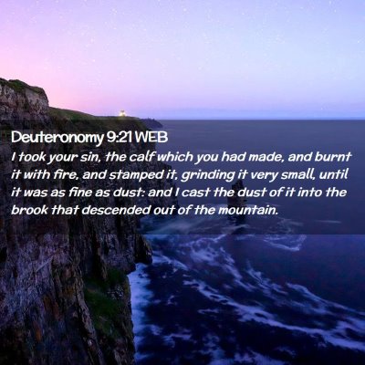 Picture 02 - Deuteronomy 9:21 WEB - I took your sin, the calf which you had made, and - Bible Verse Picture