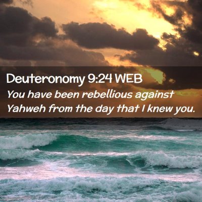 Picture 02 - Deuteronomy 9:24 WEB - You have been rebellious against Yahweh from the - Bible Verse Picture