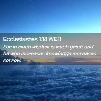 Picture 02 - Ecclesiastes 1:18 WEB - For in much wisdom is much grief; and he who - Bible Verse Picture