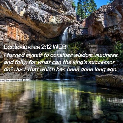 Picture 02 - Ecclesiastes 2:12 WEB - I turned myself to consider wisdom, madness, and - Bible Verse Picture