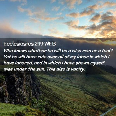 Picture 02 - Ecclesiastes 2:19 WEB - Who knows whether he will be a wise man or a - Bible Verse Picture