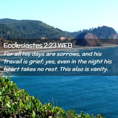 Picture 02 - Ecclesiastes 2:23 WEB - For all his days are sorrows, and his travail is - Bible Verse Picture