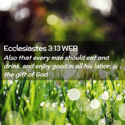 Picture 02 - Ecclesiastes 3:13 WEB - Also that every man should eat and drink, and - Bible Verse Picture