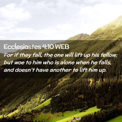 Picture 02 - Ecclesiastes 4:10 WEB - For if they fall, the one will lift up his - Bible Verse Picture