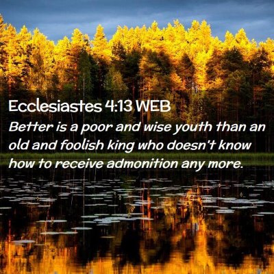 Picture 02 - Ecclesiastes 4:13 WEB - Better is a poor and wise youth than an old and - Bible Verse Picture