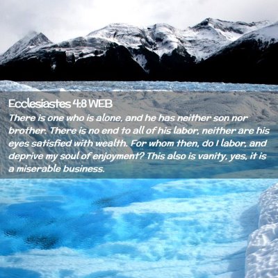 Picture 02 - Ecclesiastes 4:8 WEB - There is one who is alone, and he has neither son - Bible Verse Picture